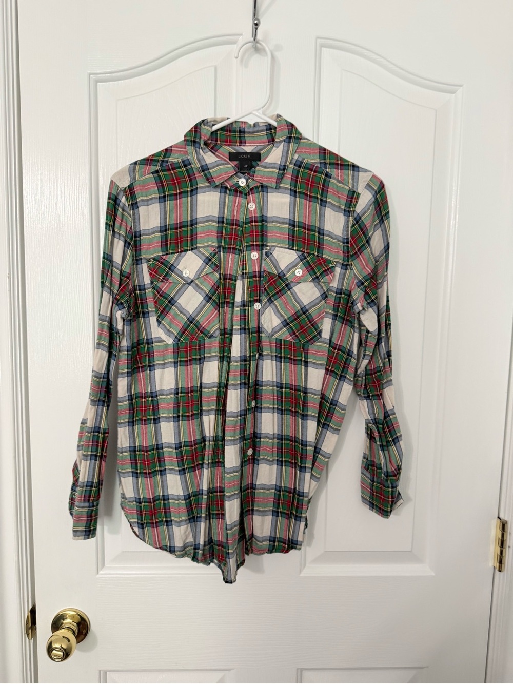 Jcrew Classic Green Plaid Button-Up Shirt - size 4p